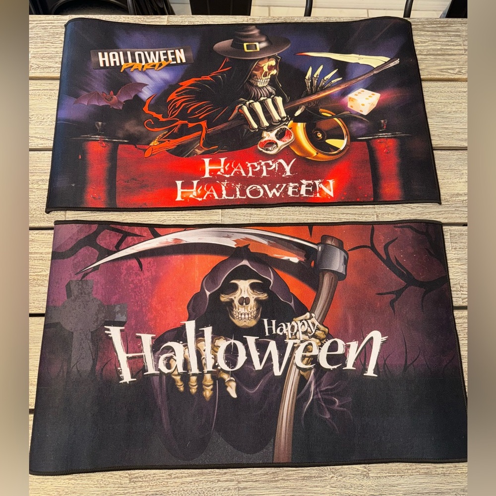 Halloween Themed indoor/Outdoor Fabric Mats with cling stickers included! Decor